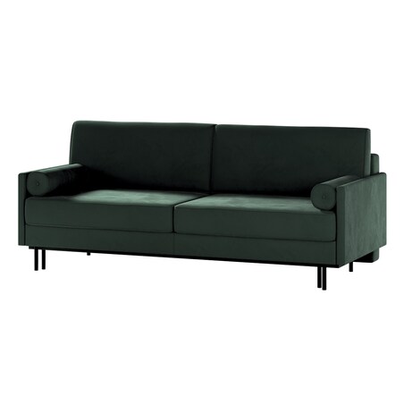 Sofa rozkładana Santana, ciemny zielony, 212 x 96 x 87 cm, Tkaniny tapicerskie - sofy