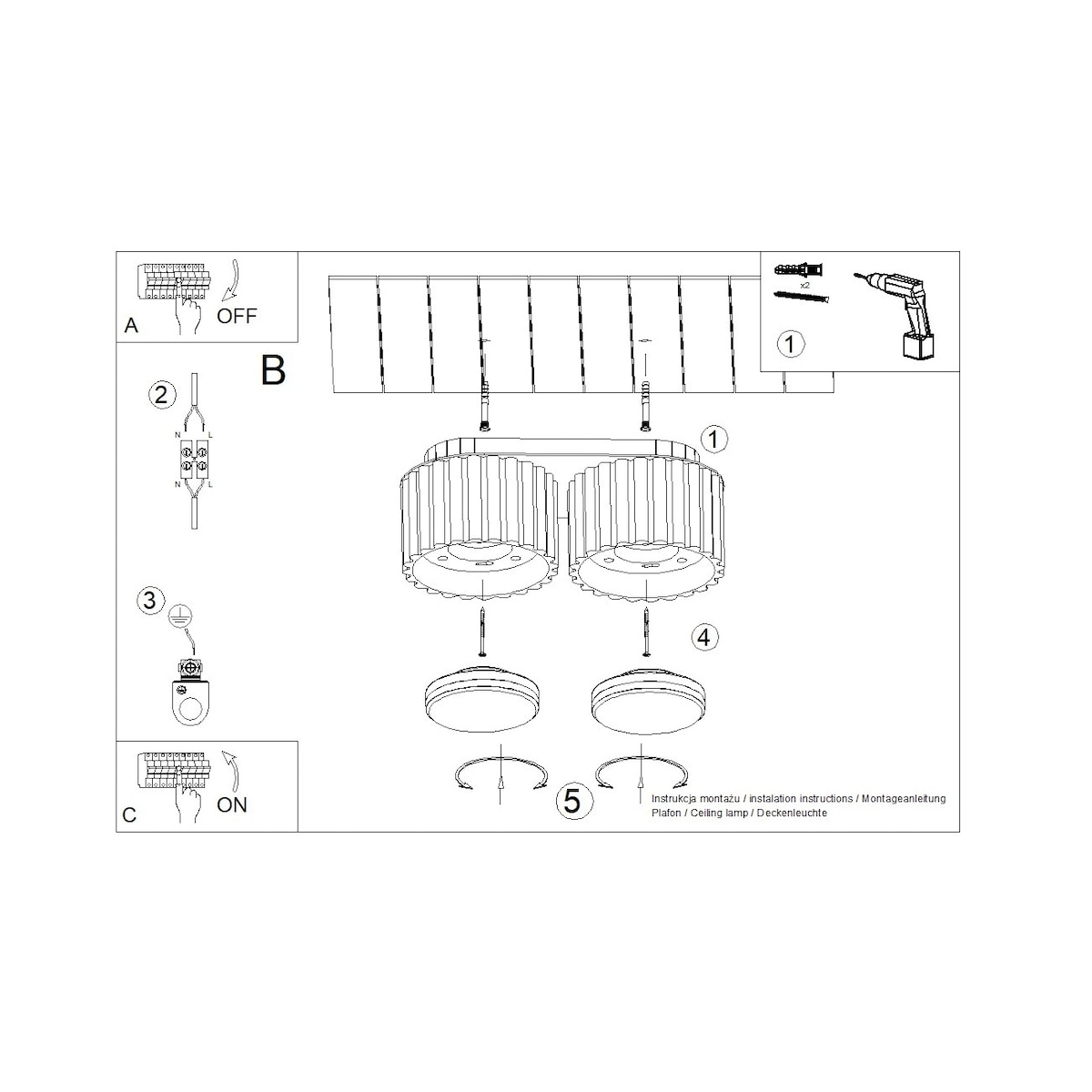 Plafon AURA 2 burgund Gx53