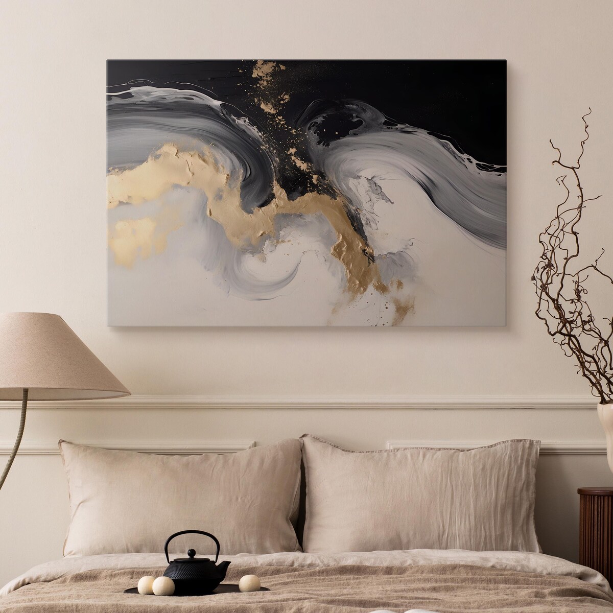 Obraz Na Płótnie Czarno-Biały Marmur 70x50cm