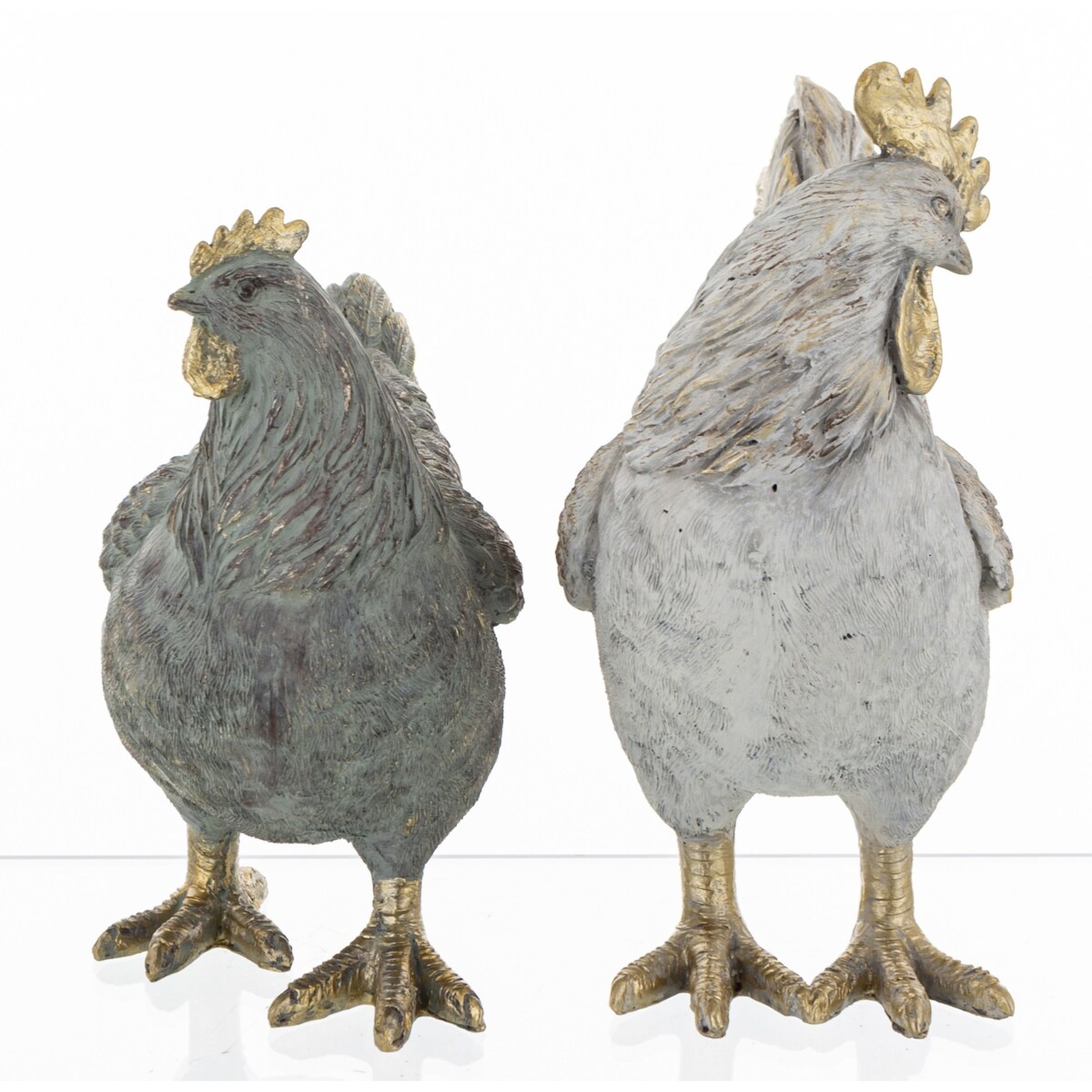 Dekoracja - para kogut i kura 21x9x19 i 18x9x15,5 cm PLOMFEE-2 szary