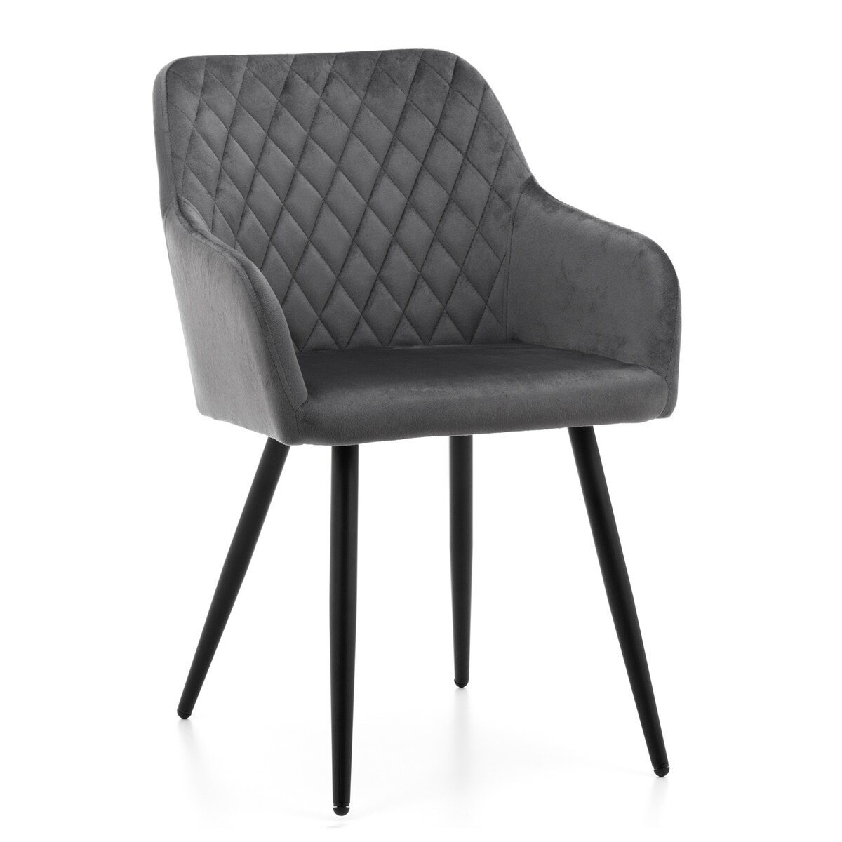 Krzesło tapicerowane TODI welur do salonu jadalni pikowane szare