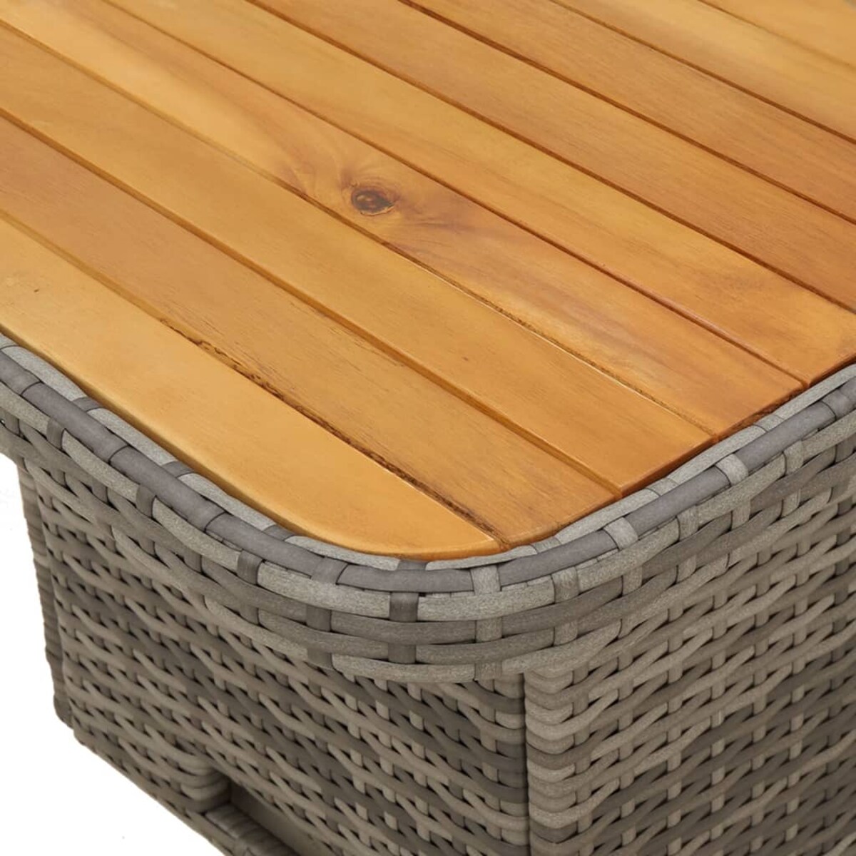 vidaXL Stół ogrodowy, szary, 90x55x71 cm, polirattan i drewno akacjowe