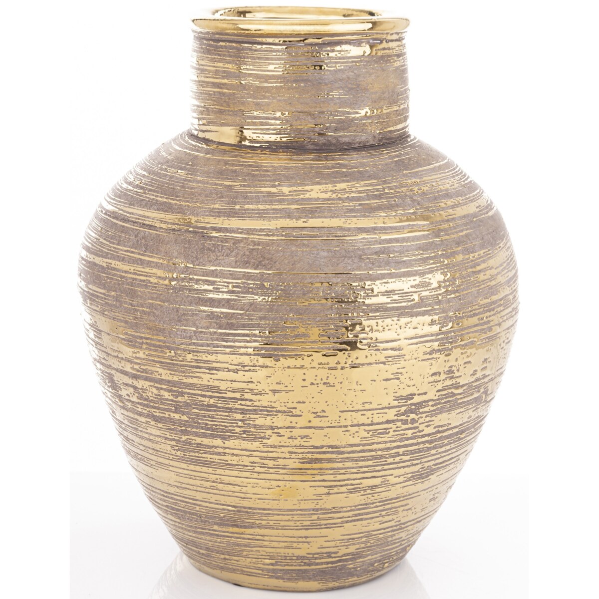 Wazon ceramiczny złoty, postarzany 35x26x26 cm JULITTA big