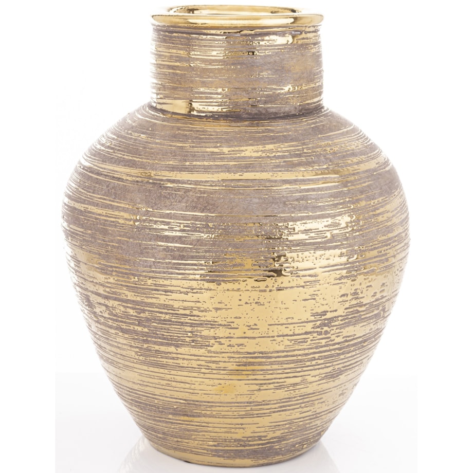Wazon ceramiczny złoty, postarzany 35x26x26 cm JULITTA big