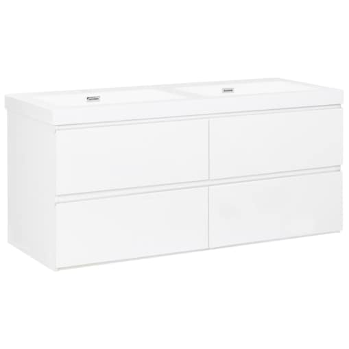 Szafka łazienkowa wisząca z podwójną umywalką CARDIEL 120 cm 52 cm Biały
