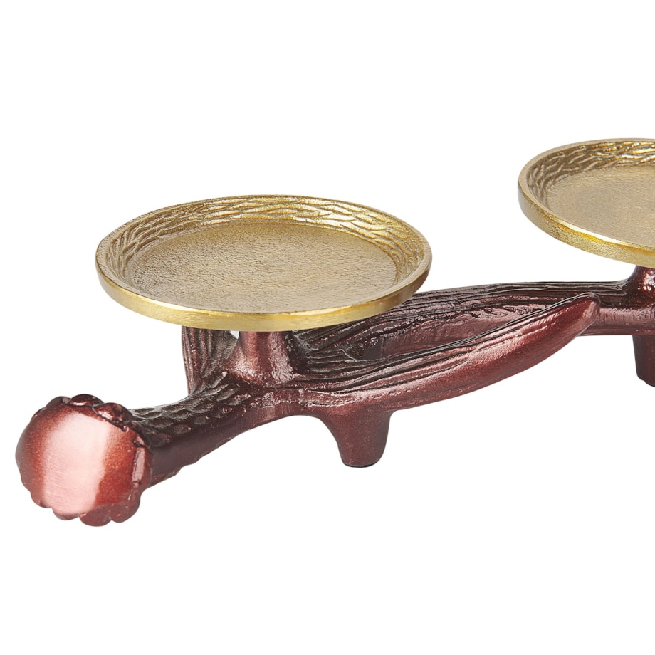 Świecznik metalowy brązowy ze złotym CLEONAE