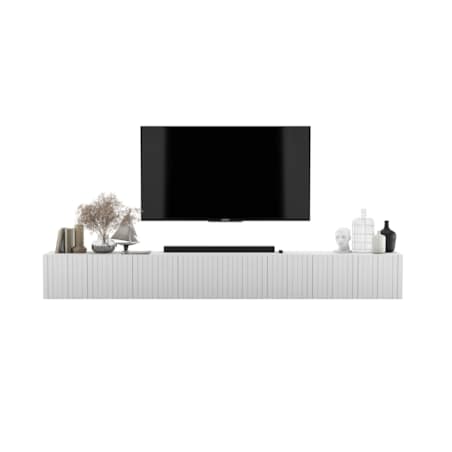 Wisząca Szafka RTV Glamour Nowoczesna Komoda RTV Biały MAT 300 cm