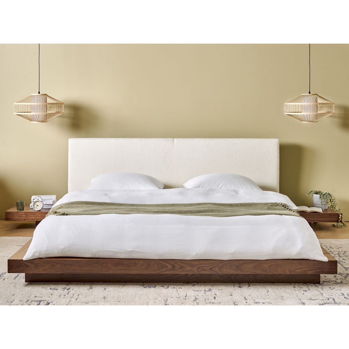 Łóżko wodne z zagłówkiem boucle 180 x 200 cm brązowe ZEN