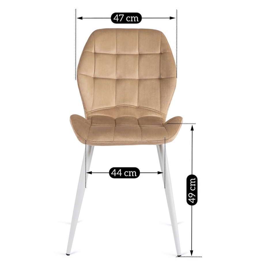 Krzesło Tapicerowane Welurowe Beż LUCKY Kuchenne Do Jadalni Kuchni Salonu