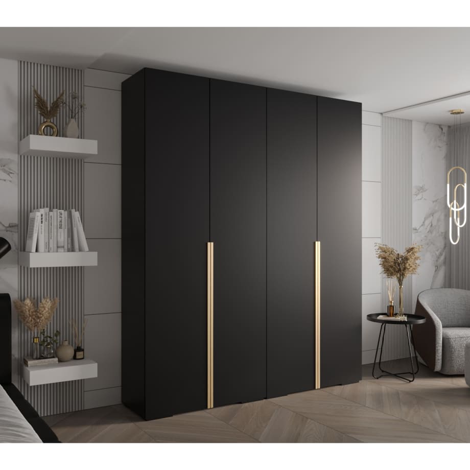 Szafa ubraniowa Garderoba INOVA 1 2SZ Czarny+Złoty