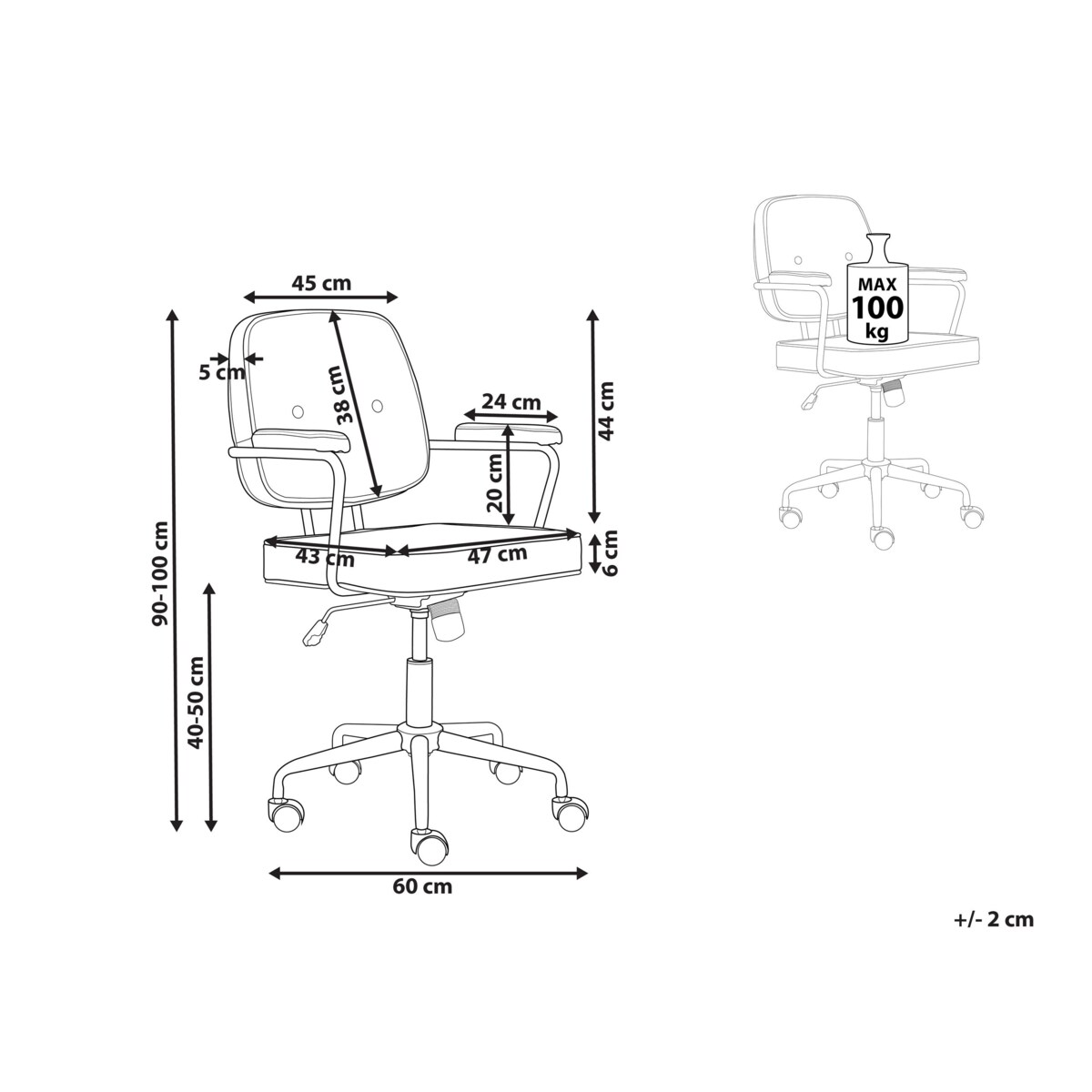 Krzesło biurowe regulowane ekoskóra zielone PAWNEE