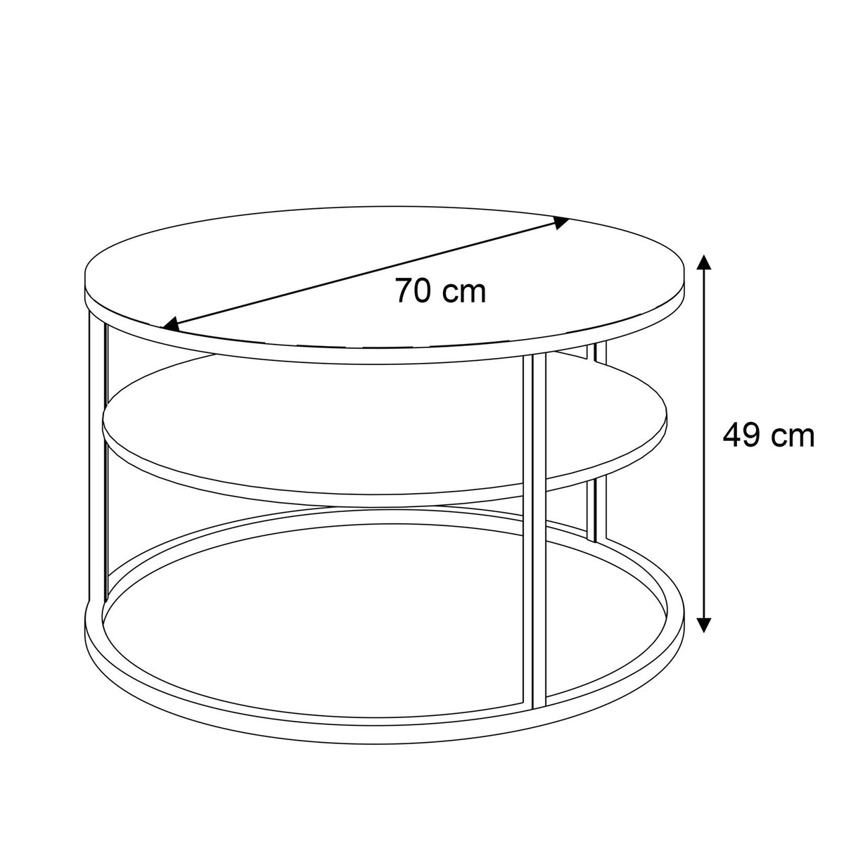 Stolik kawowy COREIL z półką czarny mat
