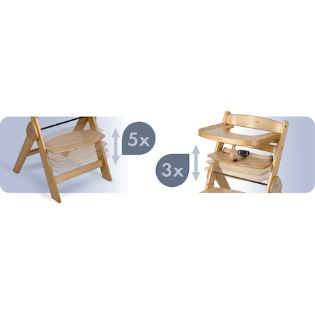 Drewniane krzesełko do karmienia Nukido składane regulowane pasy 702000