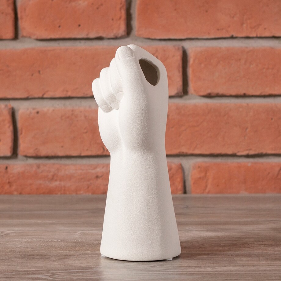 WAZON DŁOŃ ceramiczny biały wys. 23cm