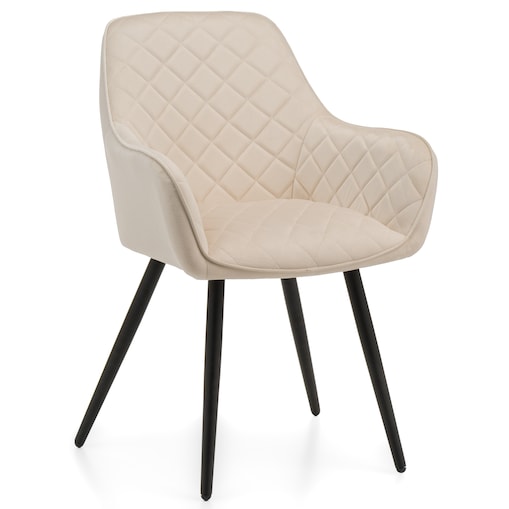 Krzesło tapicerowane COLIN aksamit velvet welur do salonu jadalni beżowy