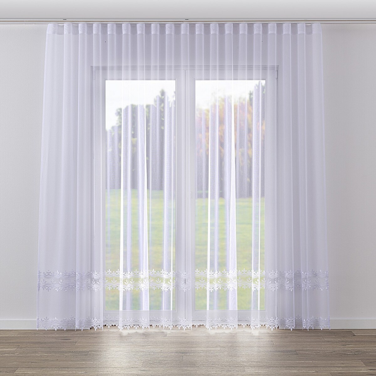 Firana na taśmie wave 300x245 biały ze wzorem