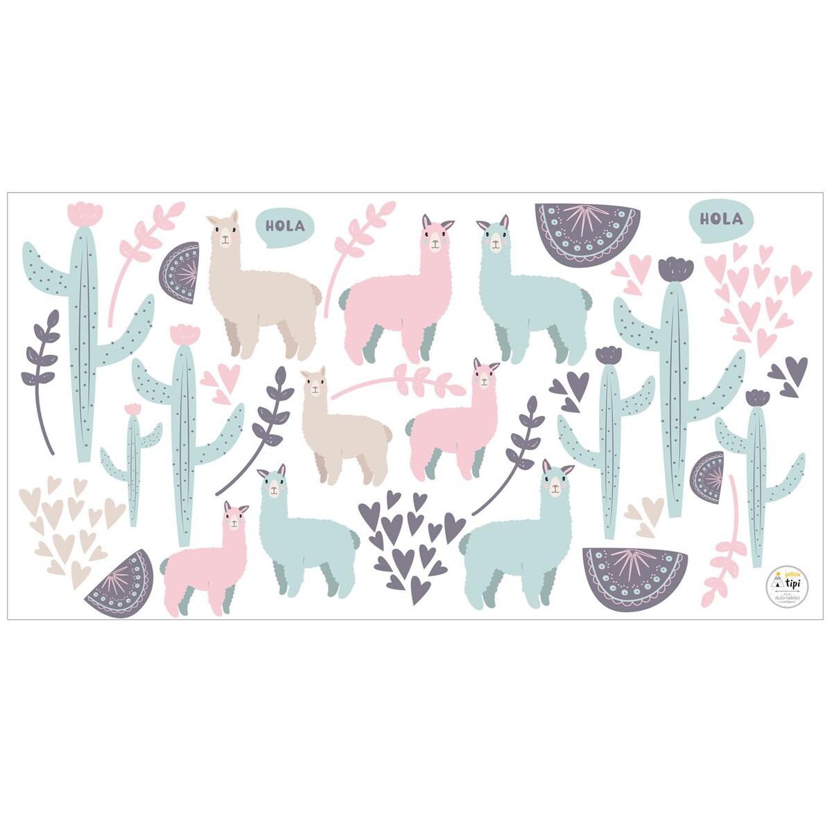 Zestaw naklejek Sweet Lama, 130x70 cm
