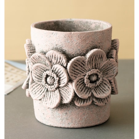 OSŁONKA na doniczkę FLOWER beton różowa śr. 15cm
