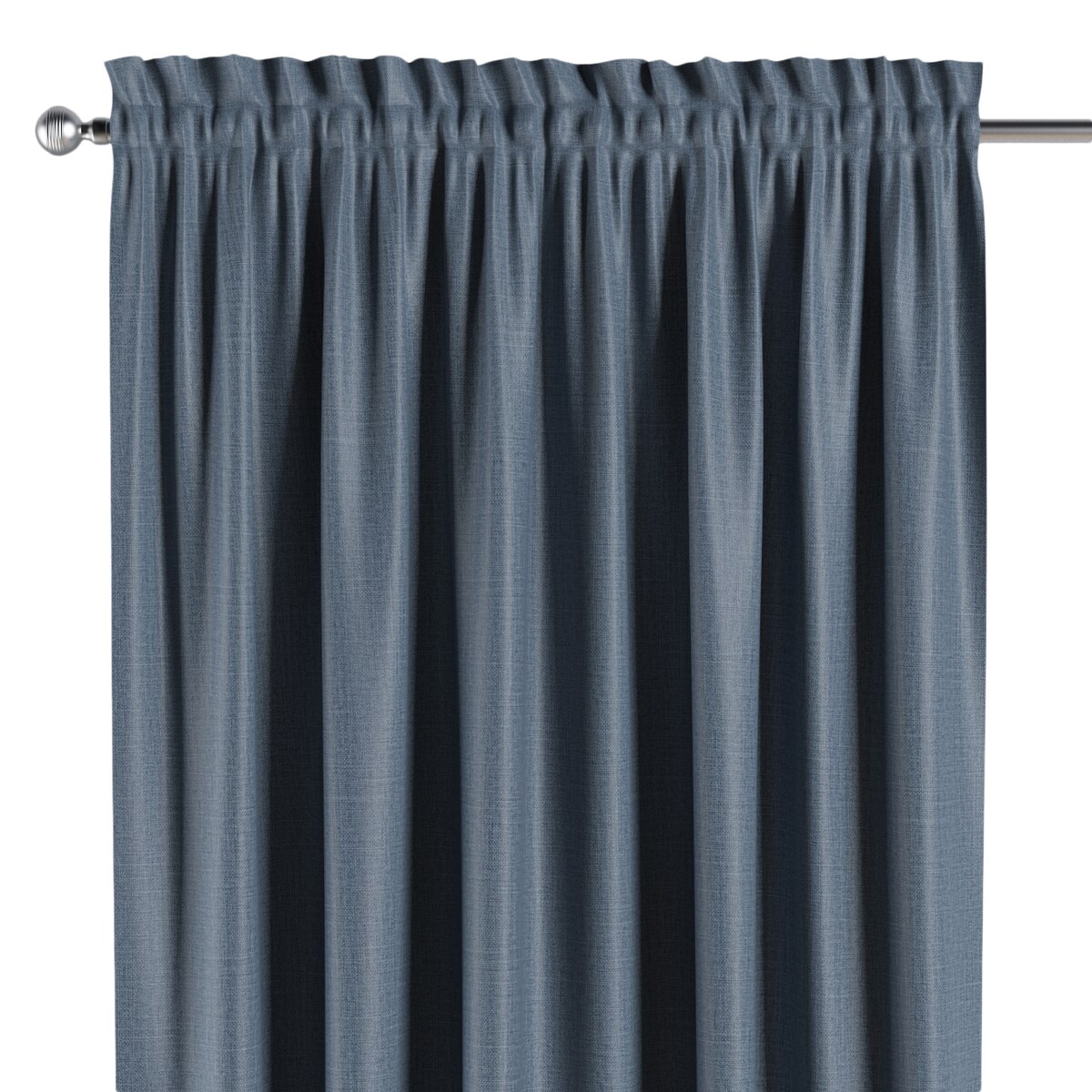 Zasłona na kanale z grzywką 1 szt. 130x245 ciemny niebieski o wyraźnej strukturze