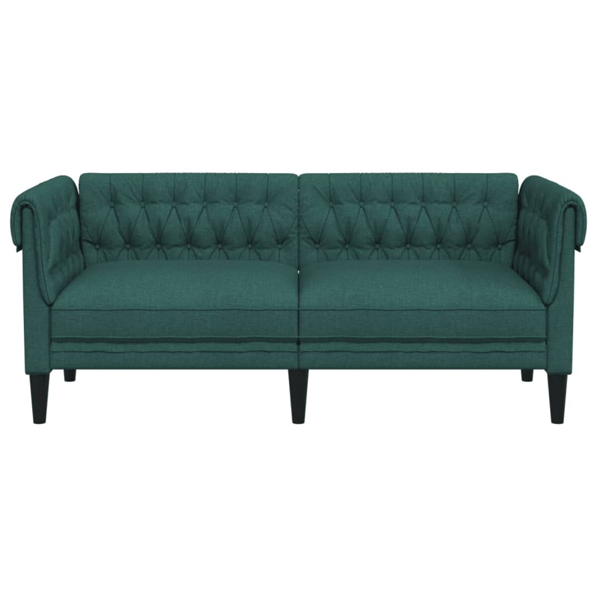 vidaXL Sofa Chesterfield, dwuosobowa, ciemnozielona, obita tkaniną