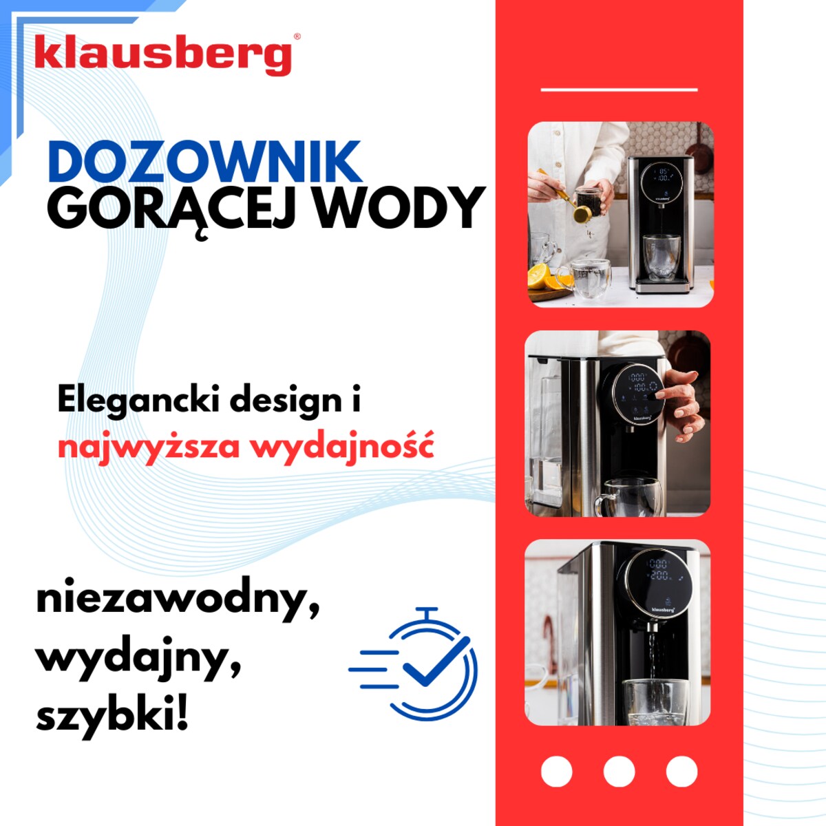 Dozownik dystrybutor podgrzewacz do gorącej wody 2.7L z regulacją temperatury KLAUSBERG