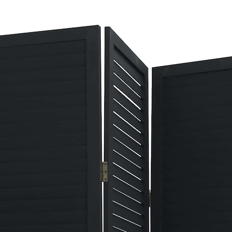 vidaXL Parawan pokojowy, 4-panelowy, czarny, lite drewno paulowni