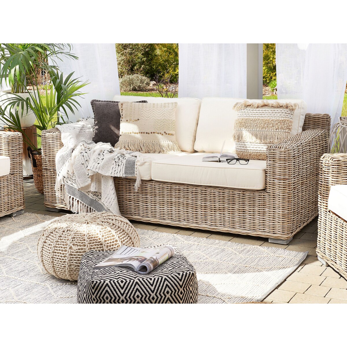 Sofa ogrodowa dla 2 osób ARDEA Rattan Jasnobrązowy