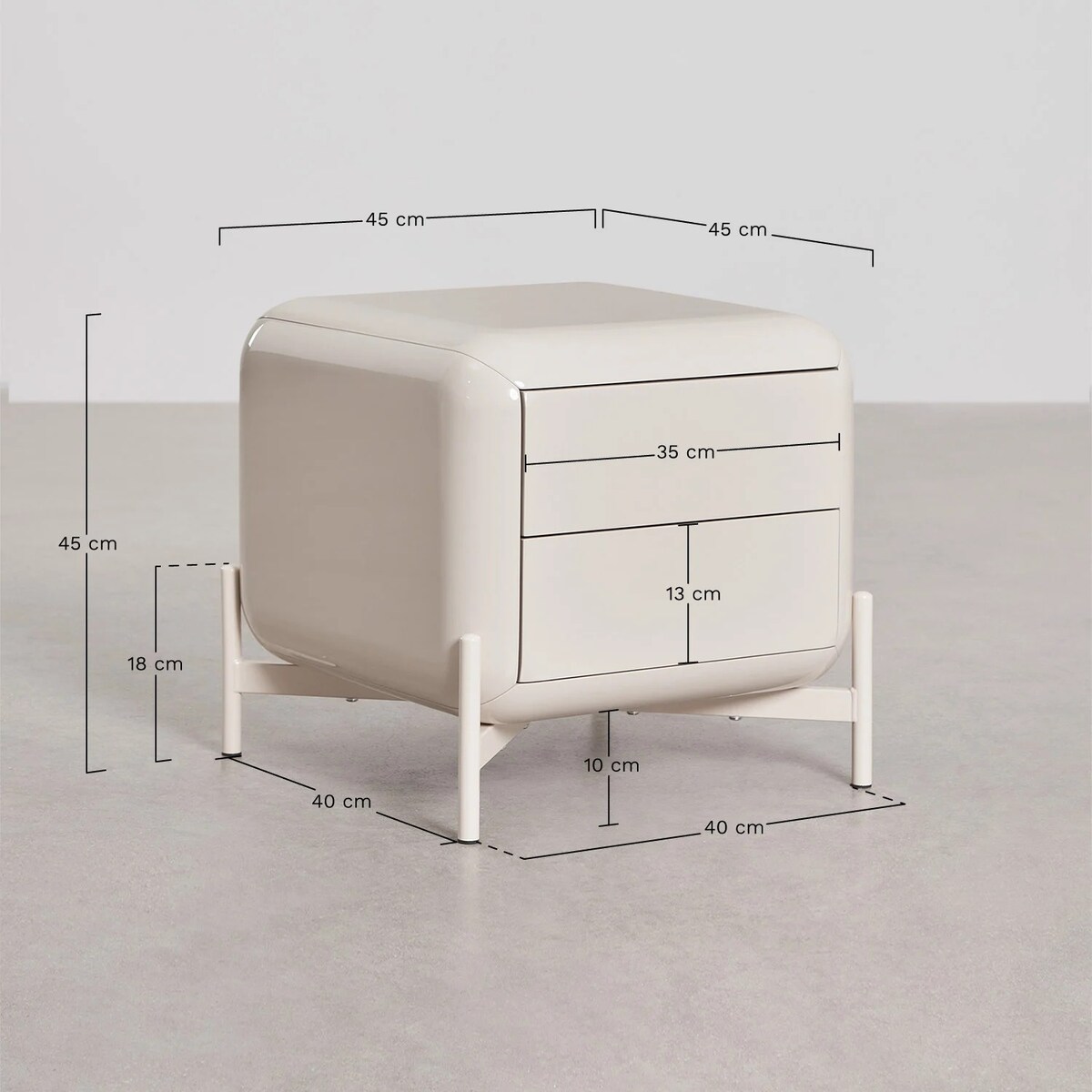 Szafka nocna 45x45 cm z MDF, błyszcząca Alazne miętowa