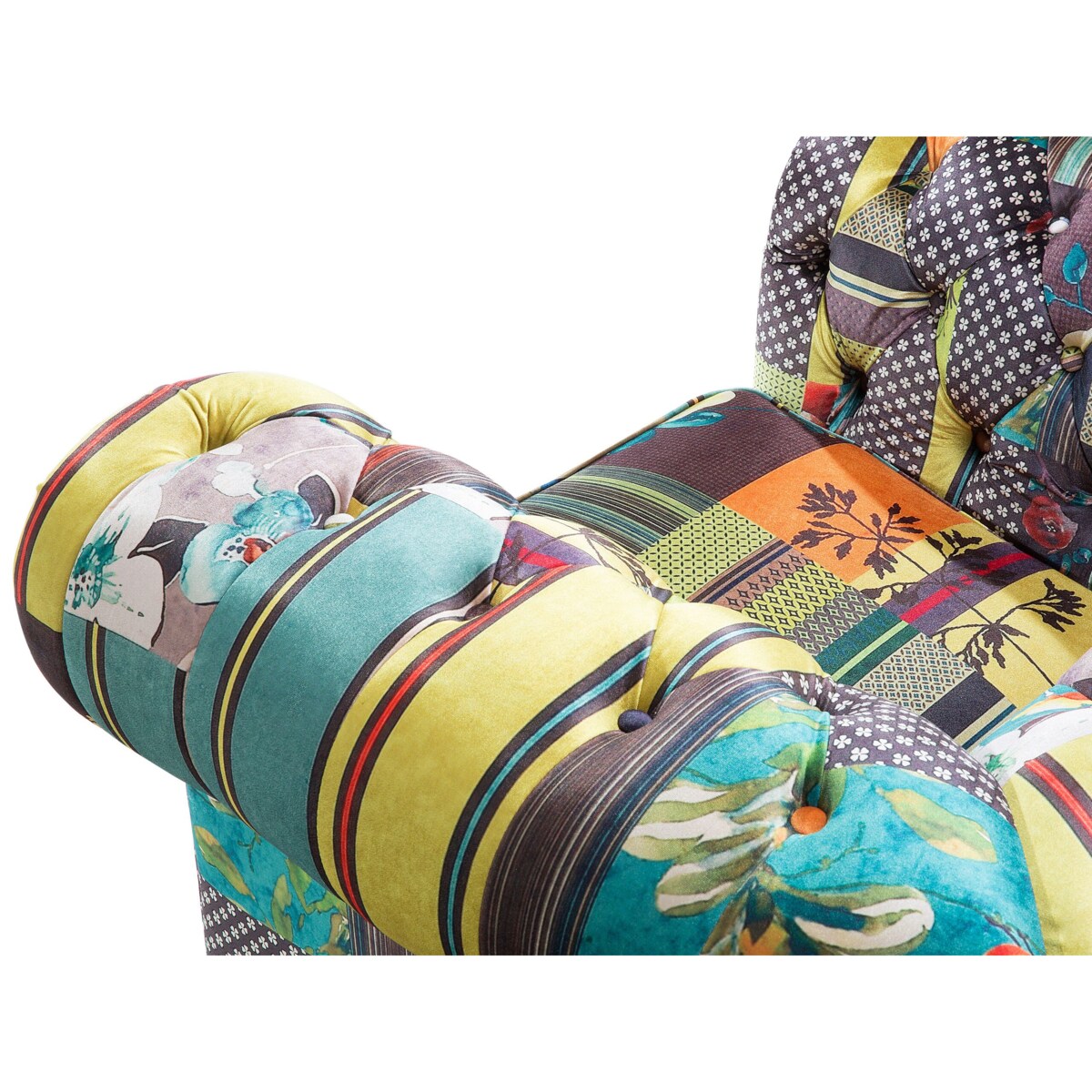 Fotel patchwork żółty CHESTERFIELD