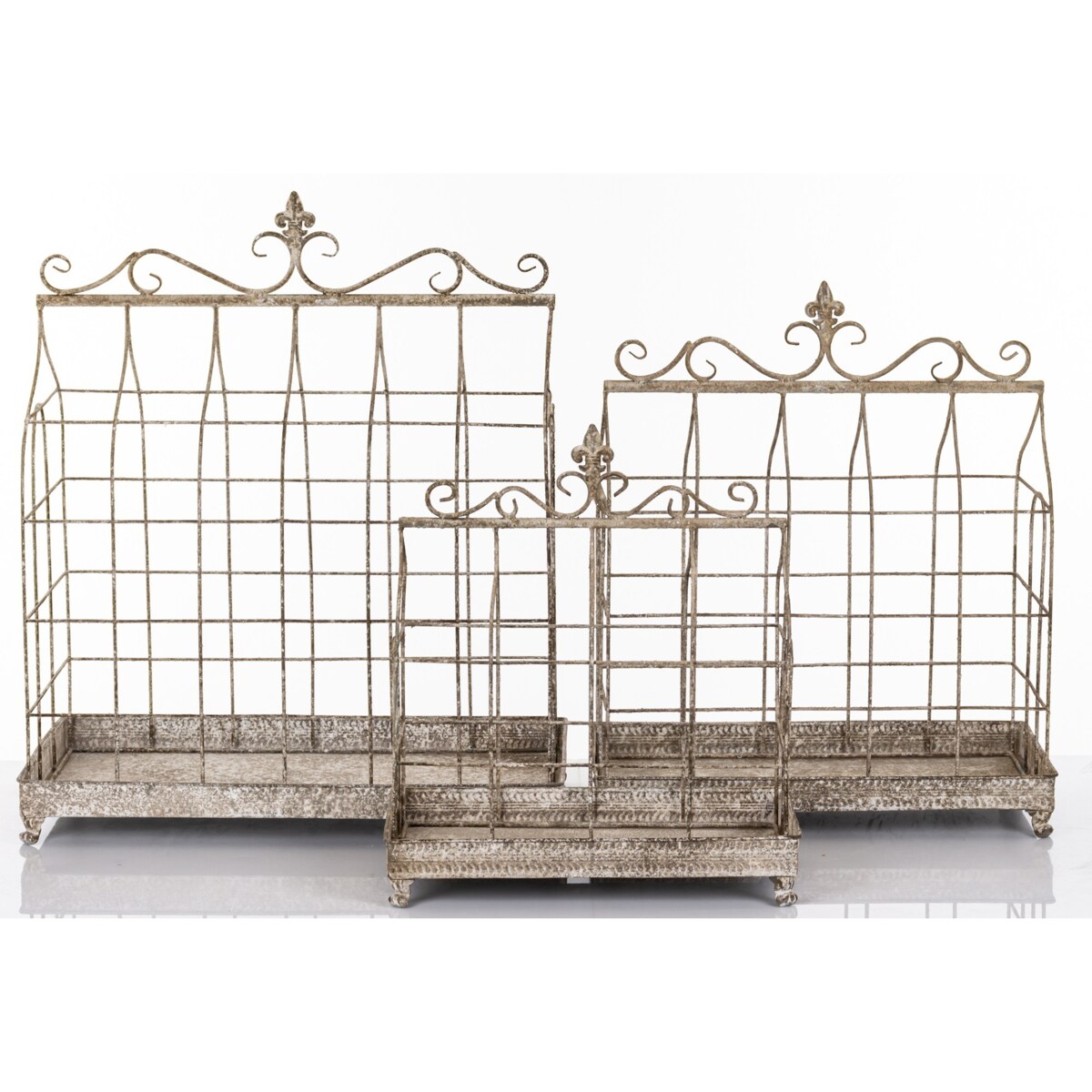 Klatki dekoracyjne metalowe 3 sztuki 69x58x31,5 i 59x50x27 i 48x41x21,5 cm BURE