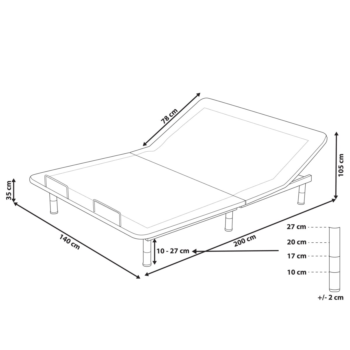 Elektryczny stelaż do łóżka BRUNOY 140 x 200 cm Szary