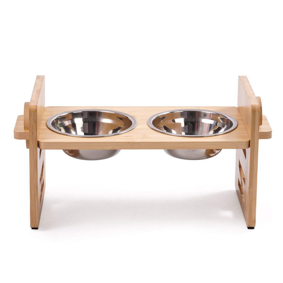 Zestaw 2 Misek Z Regulacją Wysokości  Pies Kot Drewniane Dla Zwierząt