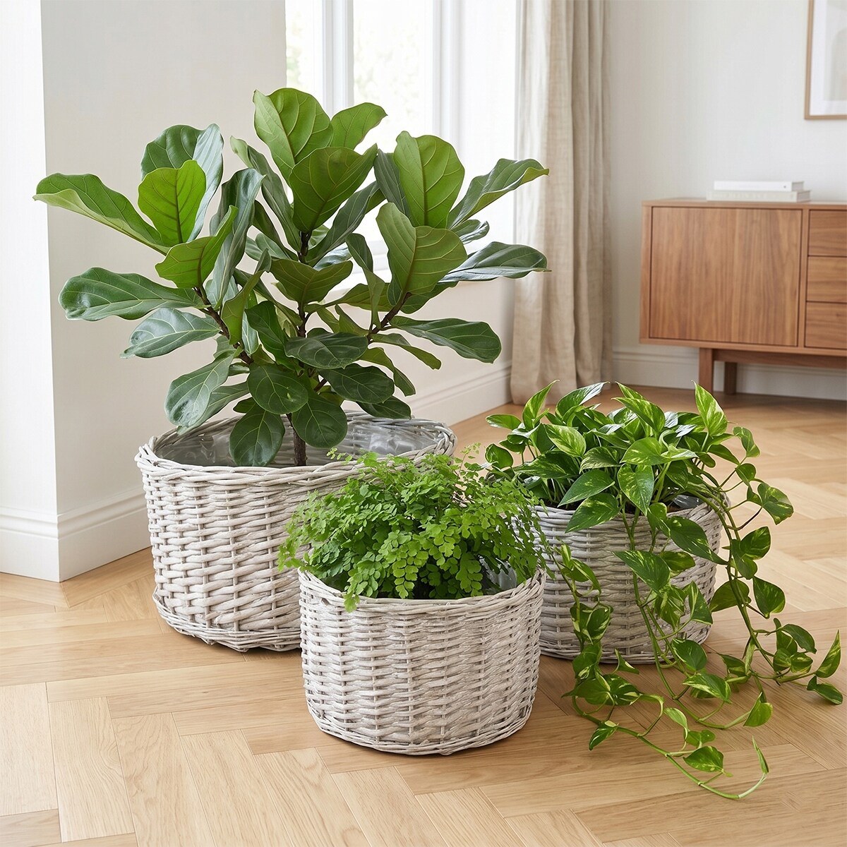 KOSZ WIKLINOWY DUŻY 50cm NA KWIATY OGRODOWY OSŁONKA DO OGRODU DOMU 3 szt