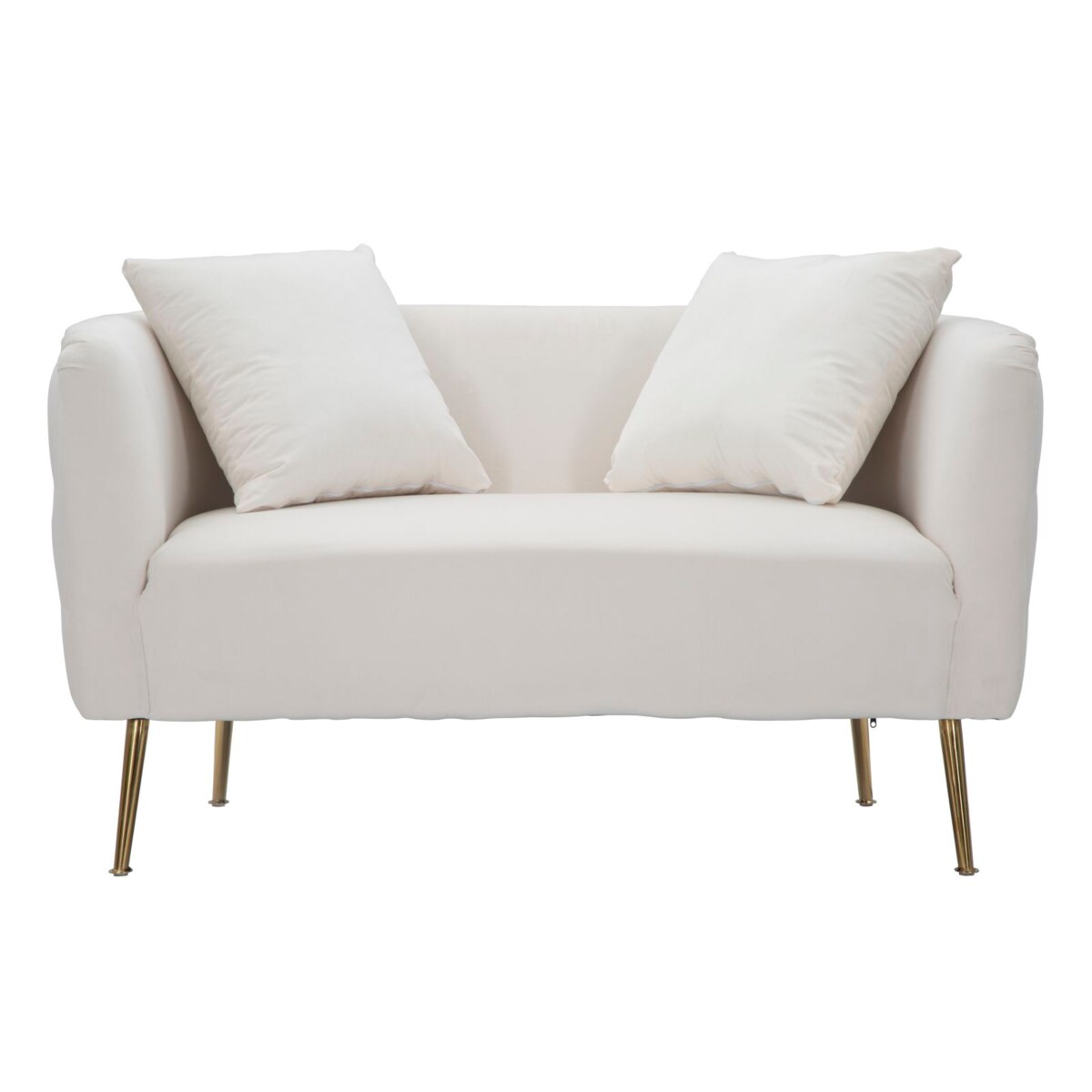 Sofa Bucarest, kolor kremowy i złoty, tkanina, sklejka i metal, 127 x 74 x 73 cm, do salonu, Mauro Ferretti