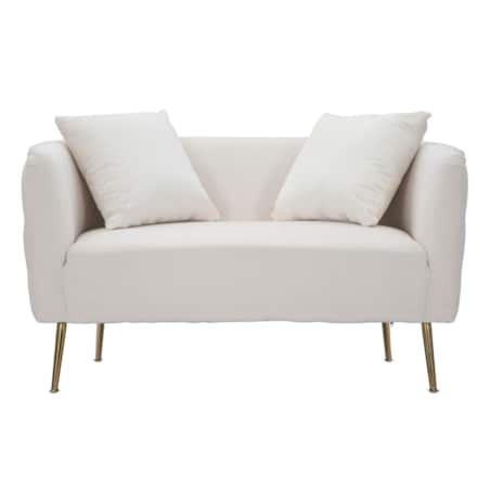 Sofa Bucarest, kolor kremowy i złoty, tkanina, sklejka i metal, 127 x 74 x 73 cm, do salonu, Mauro Ferretti