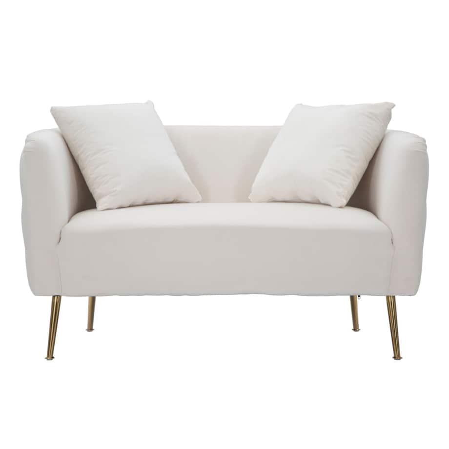 Sofa Bucarest, kolor kremowy i złoty, tkanina, sklejka i metal, 127 x 74 x 73 cm, do salonu, Mauro Ferretti