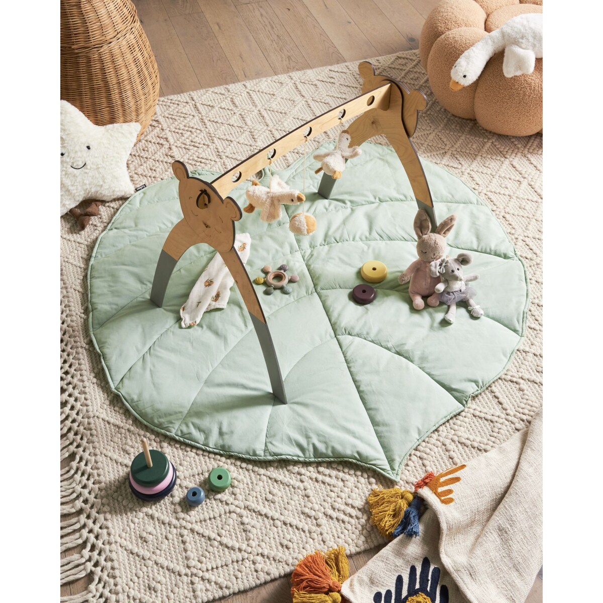 Mata do zabawy liść 110 x 110 cm jasnozielona EOLIA