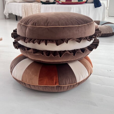 Pufa Teddy Velvet , patchworkowa poduszka 70cm.