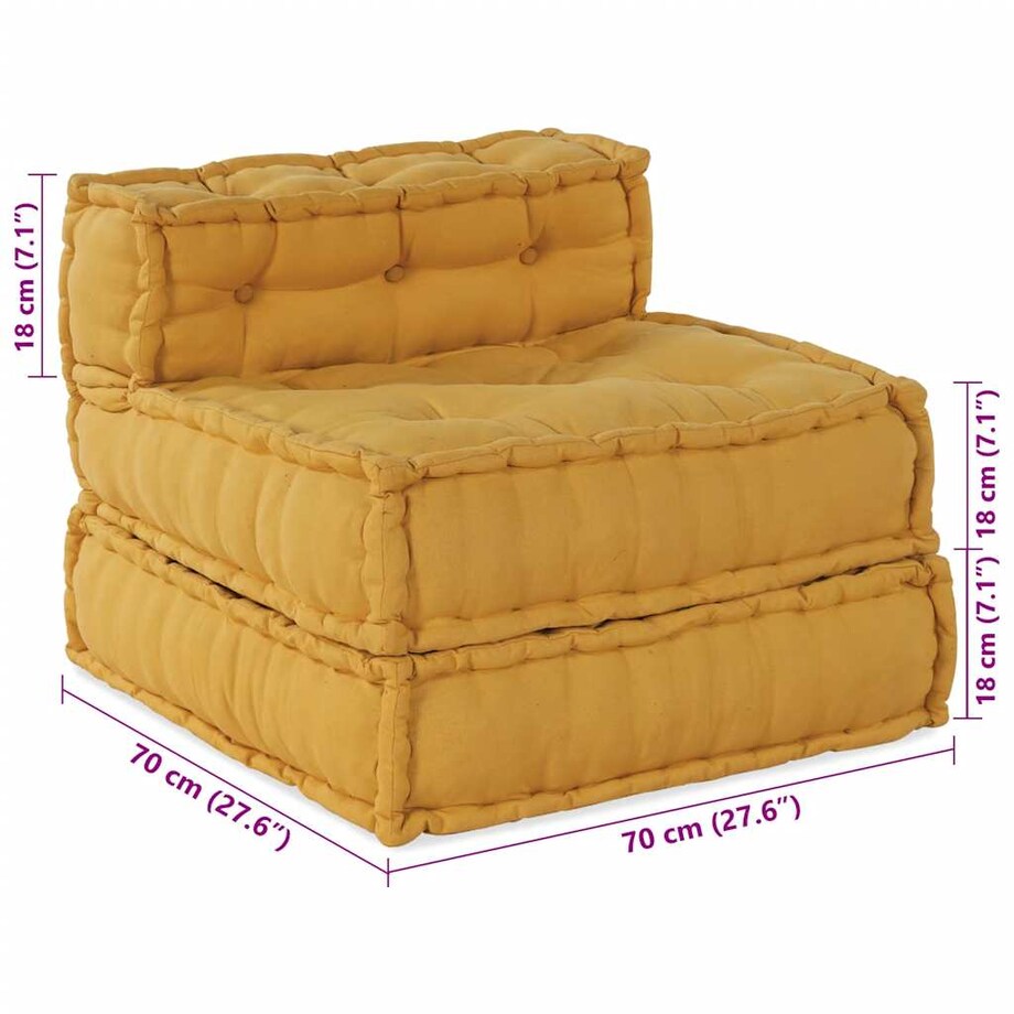 vidaXL Modułowa sofa, żółty, 70x70x54, tkanina