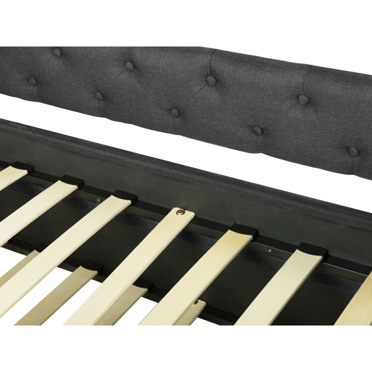 Łóżko wysuwane tapicerowane 90 x 200 cm ciemnoszare LIBOURNE