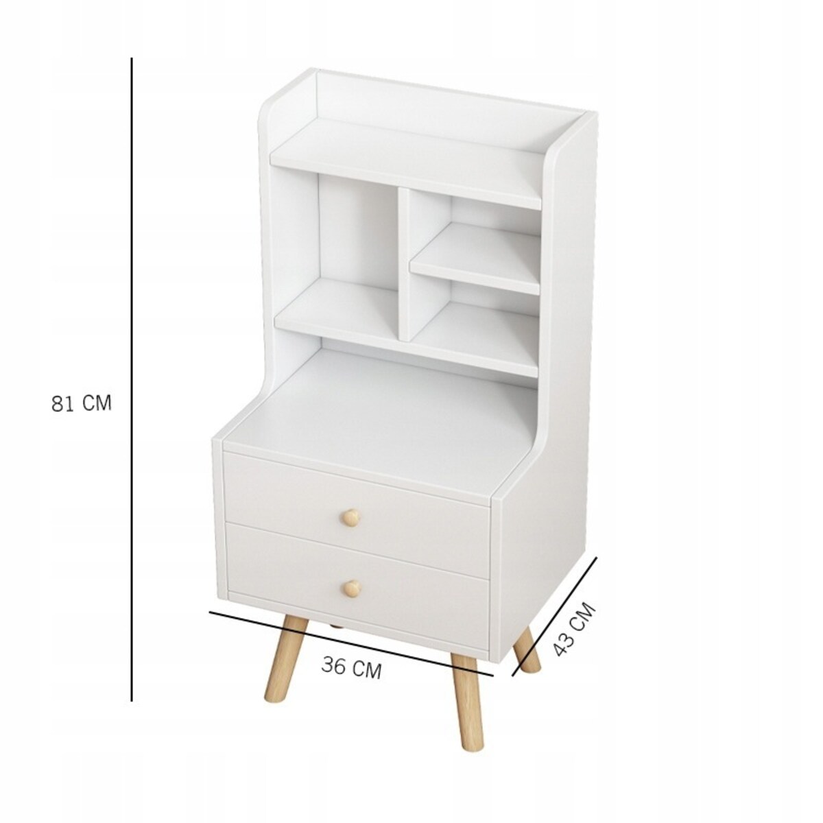 Szafka nocna stolik z 2 szufladami regał skandynawski sypialni salonu loft