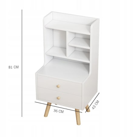 Szafka nocna stolik z 2 szufladami regał skandynawski sypialni salonu loft