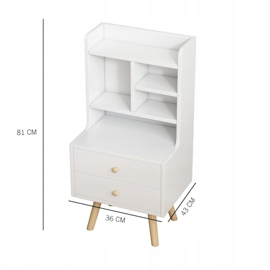 Szafka nocna stolik z 2 szufladami regał skandynawski sypialni salonu loft