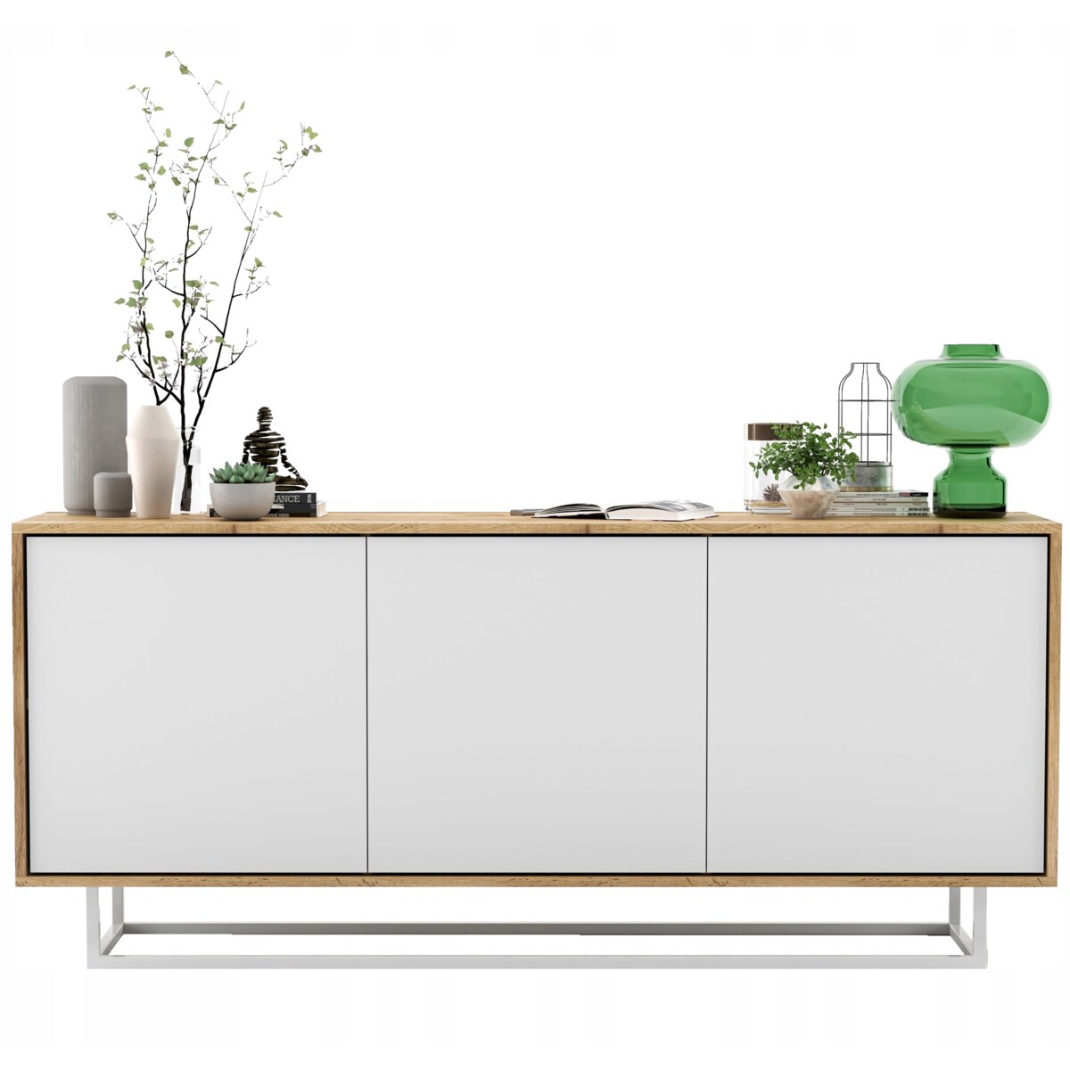 Komoda Loft Szafka RTV Industrialna Dąb Wotan Biały MAT 168 cm