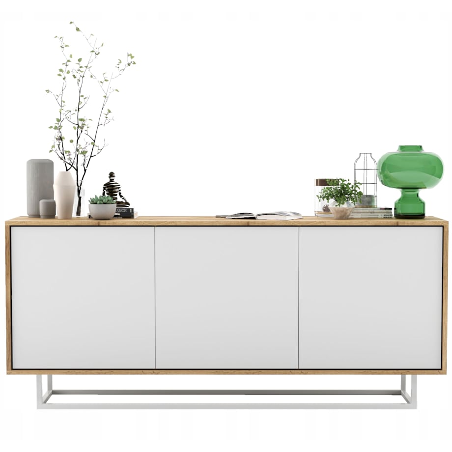 Komoda Loft Szafka RTV Industrialna Dąb Wotan Biały MAT 168 cm