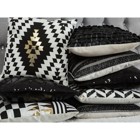 2 poduszki dekoracyjne w cekiny 45 x 45 cm czarne ASTER