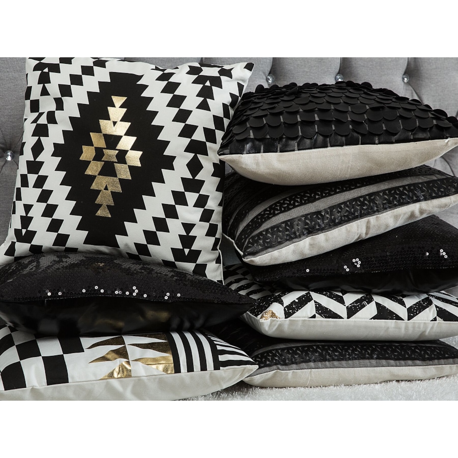 2 poduszki dekoracyjne w cekiny 45 x 45 cm czarne ASTER