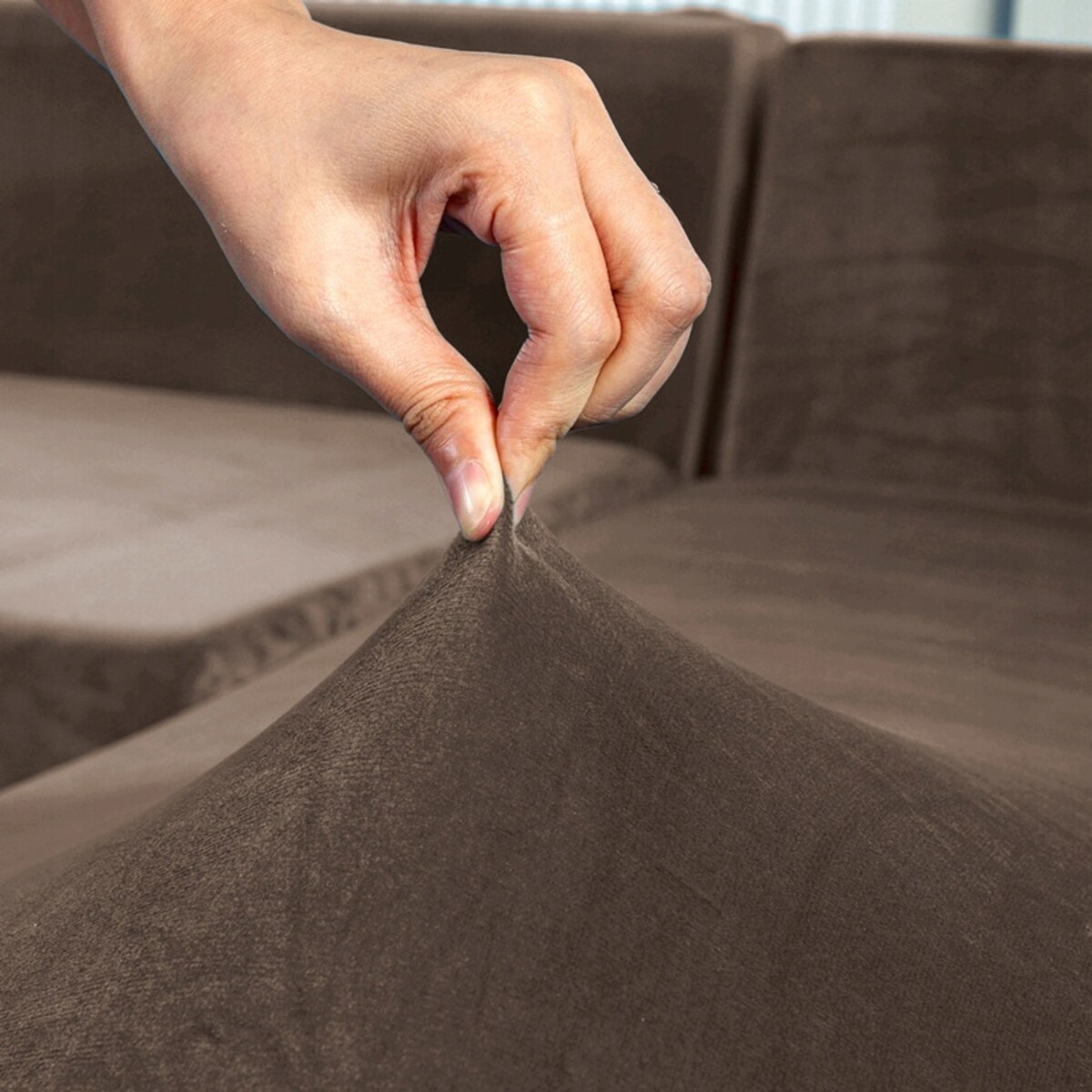 POKROWIEC NA KANAPĘ KAKAOWY BRĄZ WELUR 2 OSOBOWY [22L2]