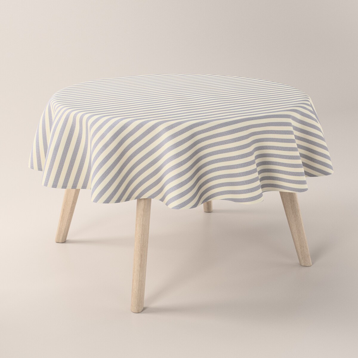 Obrus okrągły 160 x 160 cm granatowo-białe pasy (1,5cm)