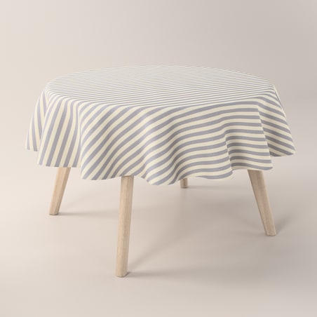 Obrus okrągły 160 x 160 cm granatowo-białe pasy (1,5cm)